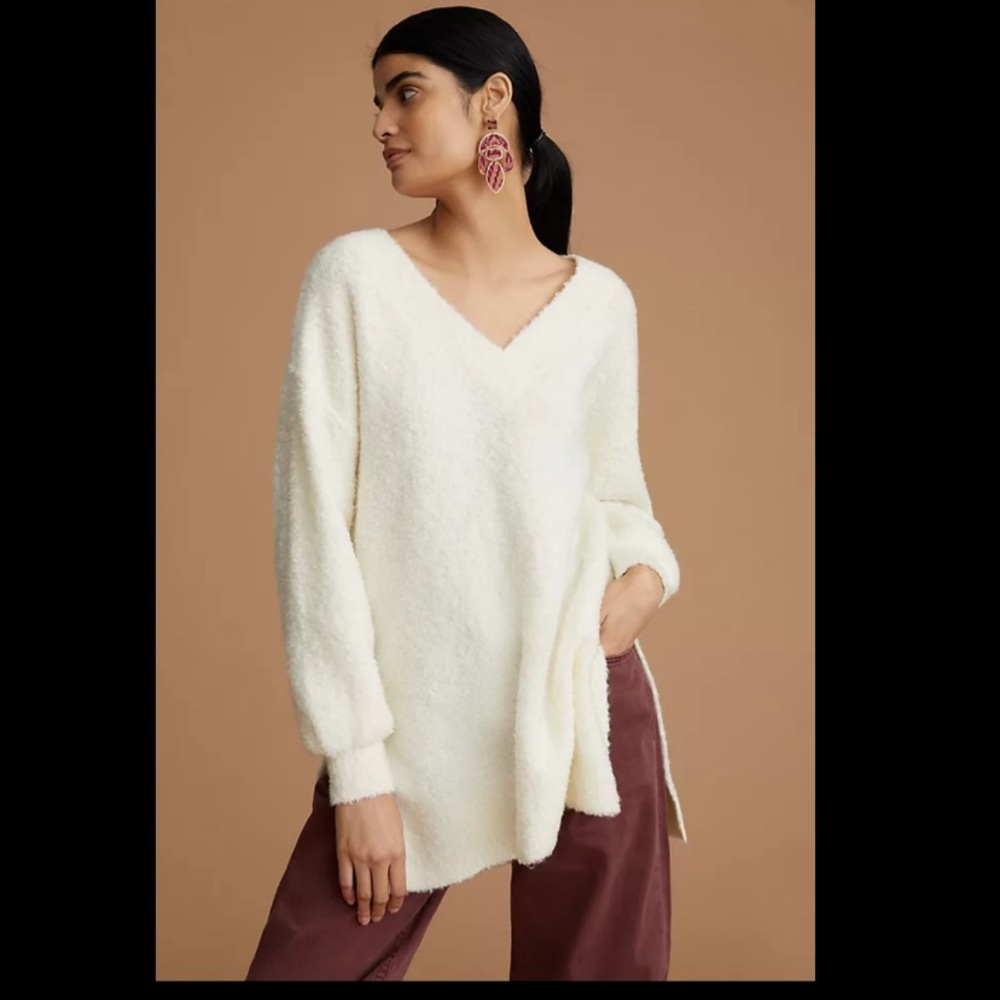 ANTHROPOLOGIE Pilcro Teddy V-Neck Tunic Sweater - Size Large